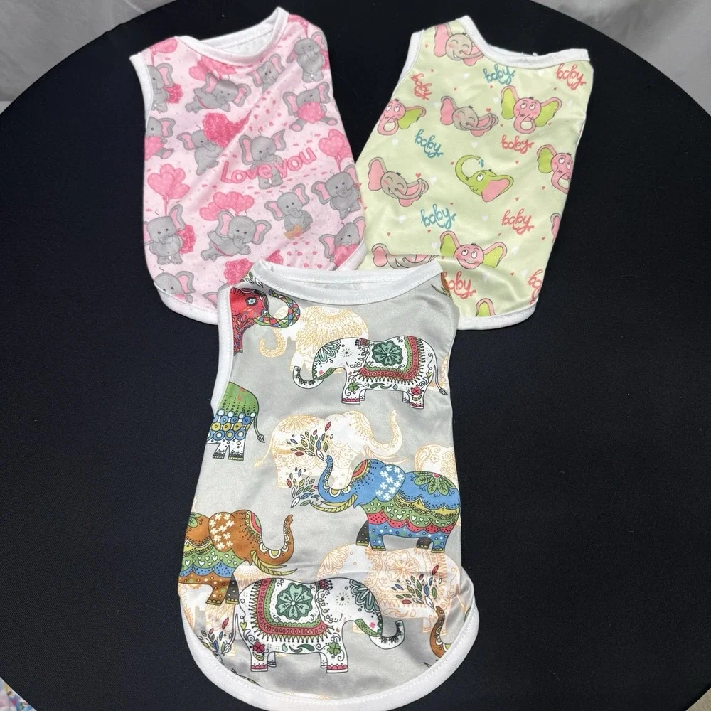 Lot Of 3 Elephant Themed‎ Cat/dog Tshirts Size Small